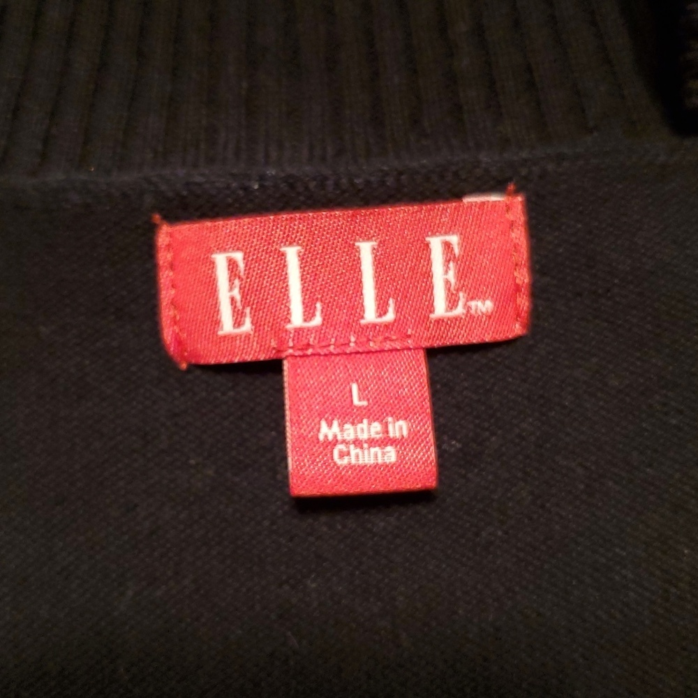 Elle Black Sequin Open Front Cropped Shrug Cardigan Sweater 3/4 Sleeve Size L - Picture 7 of 8